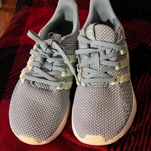 Adidas Light Blue and Cream Knit Sneakers